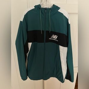 Dark Green New Balance Full Zip Hooded Windbreaker XL